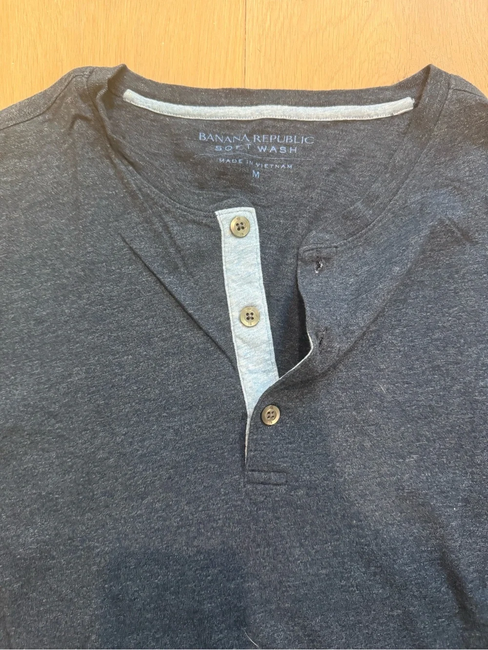 Banana Republic Men's Long-Sleeve Henley - Charcoal Blue